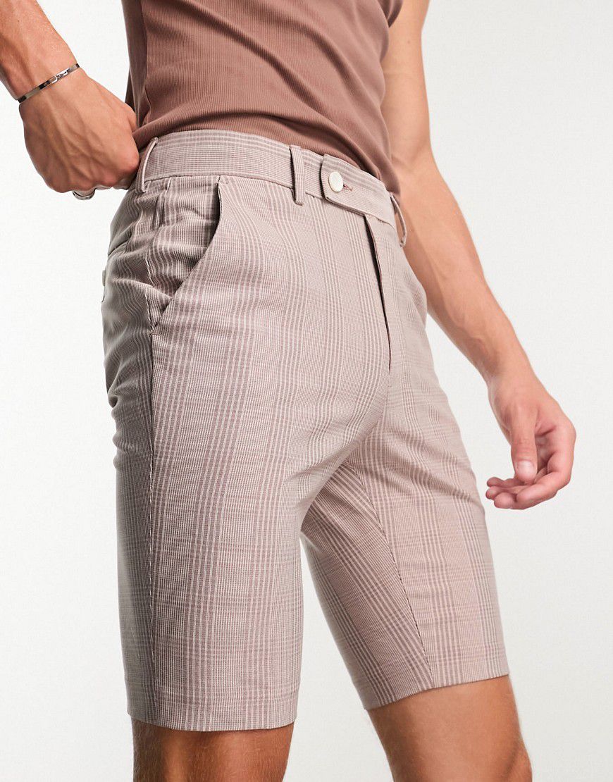 Pantaloncini super skinny eleganti pastello a quadri Principe di Galles - ASOS DESIGN - Modalova