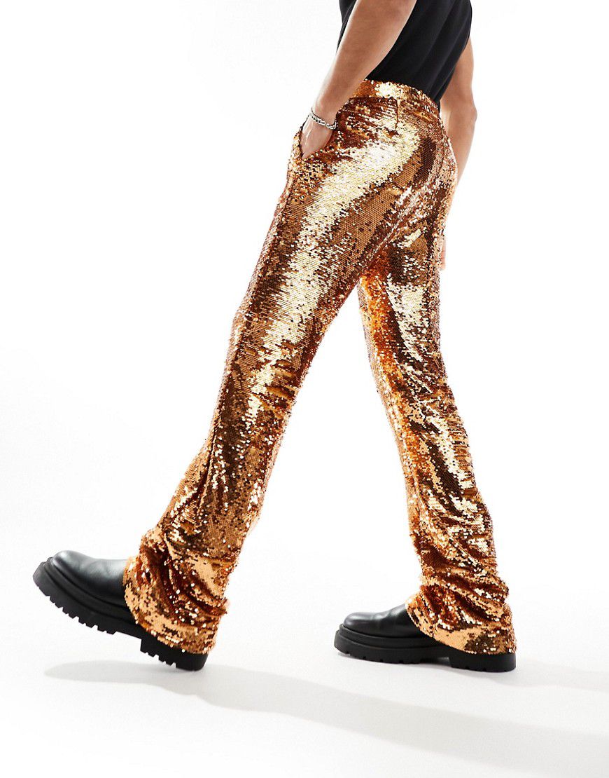 Pantaloni a zampa eleganti color bronzo - ASOS DESIGN - Modalova