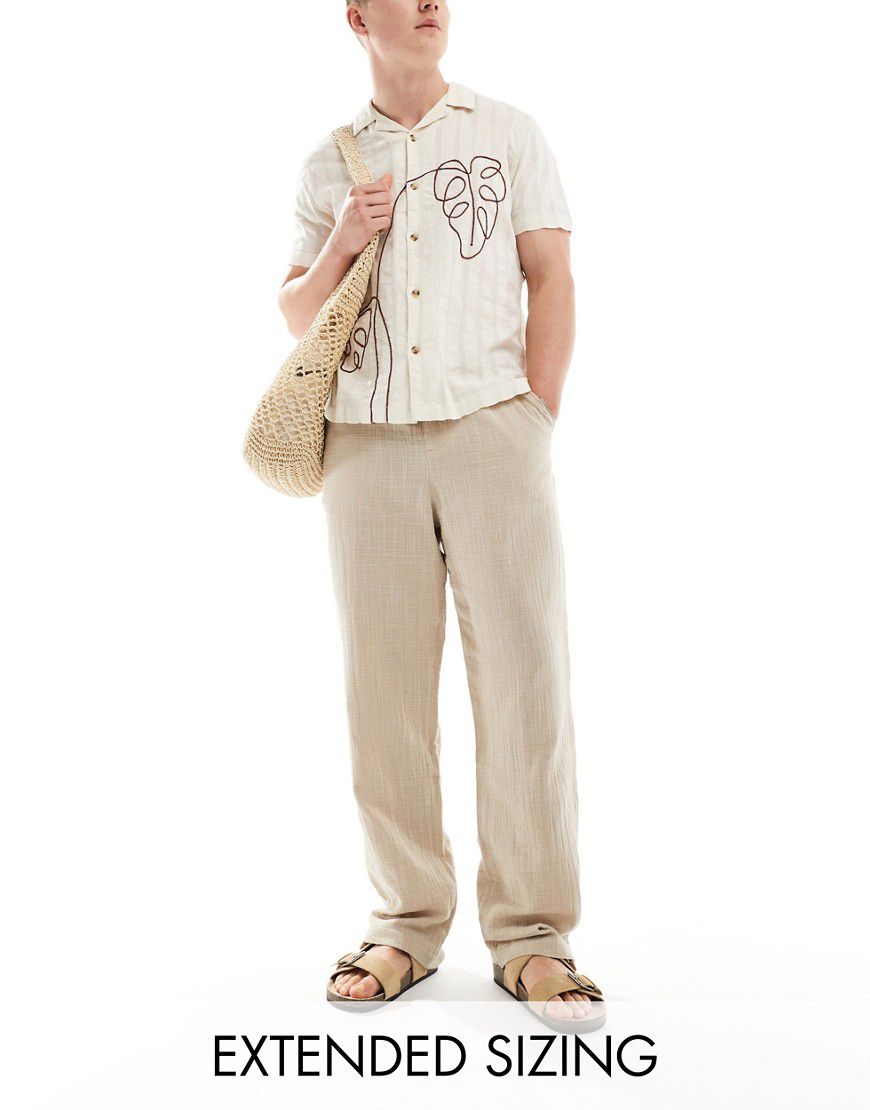 Pantaloni comodi in lino beige - ASOS DESIGN - Modalova