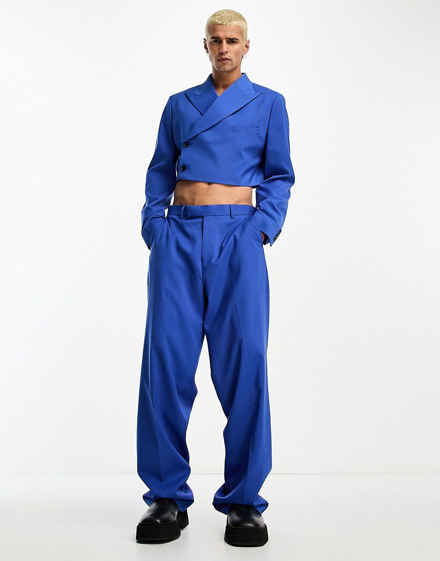 Pantaloni da abito a fondo ampio cobalto - ASOS DESIGN - Modalova