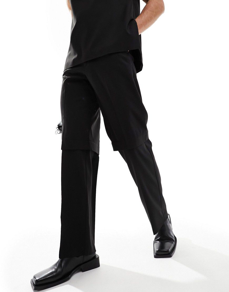 Pantaloni da abito ampi eleganti slim neri doppio strato in coordinato - ASOS DESIGN - Modalova