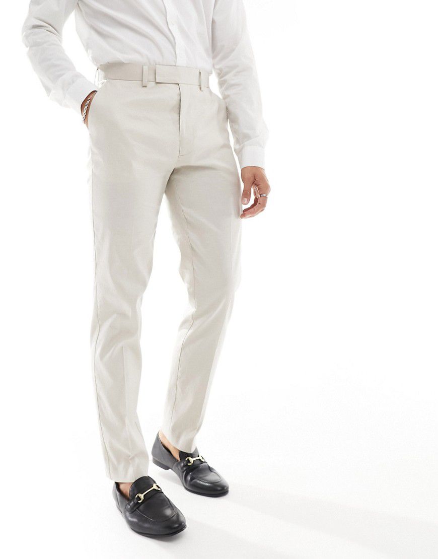 Pantaloni da abito color pietra slim in misto lino - ASOS DESIGN - Modalova