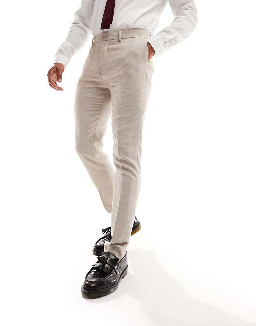 Pantaloni da abito skinny color pietra con intreccio a cesto - ASOS DESIGN - Modalova