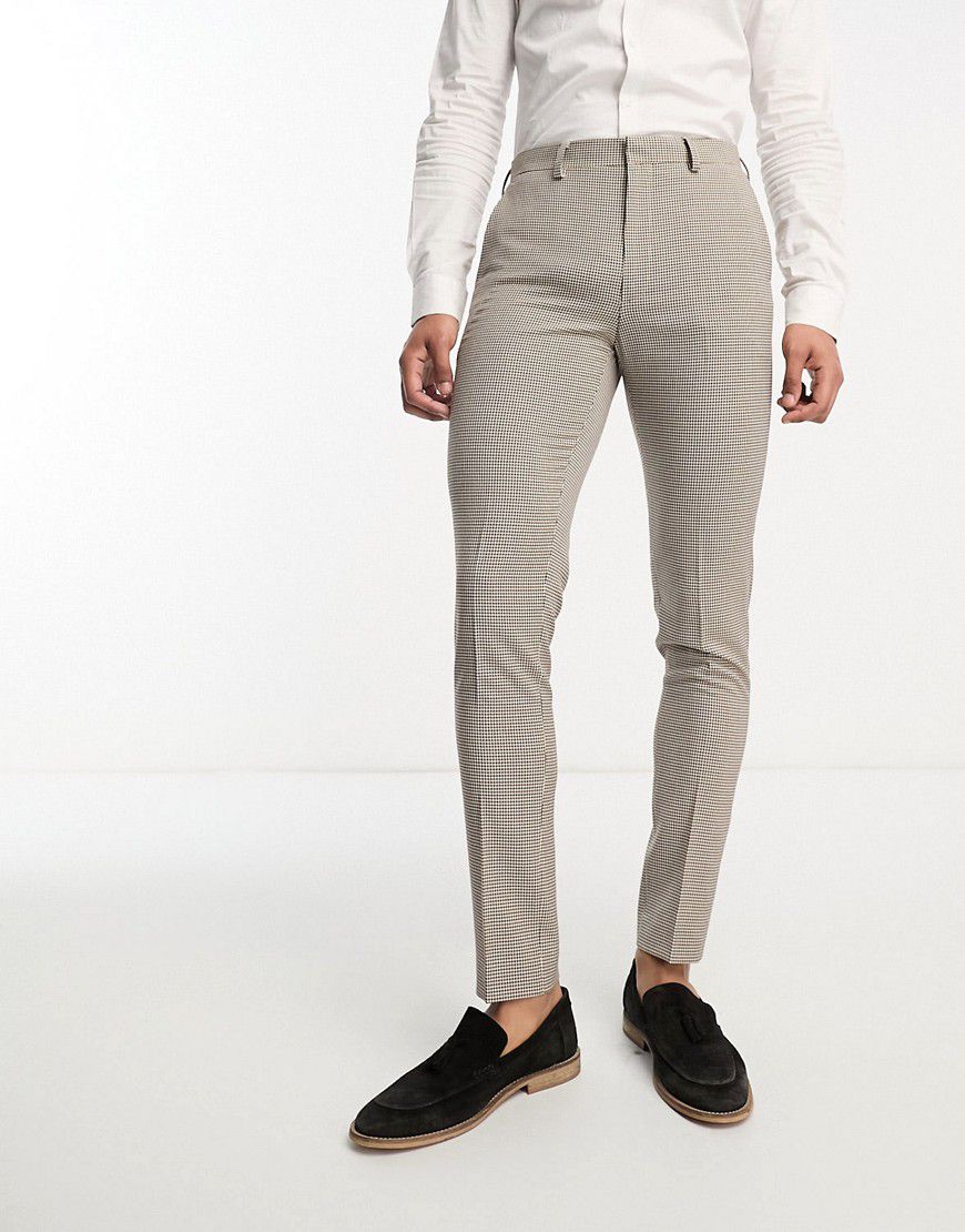 Pantaloni da abito skinny color pietra a quadretti - ASOS DESIGN - Modalova