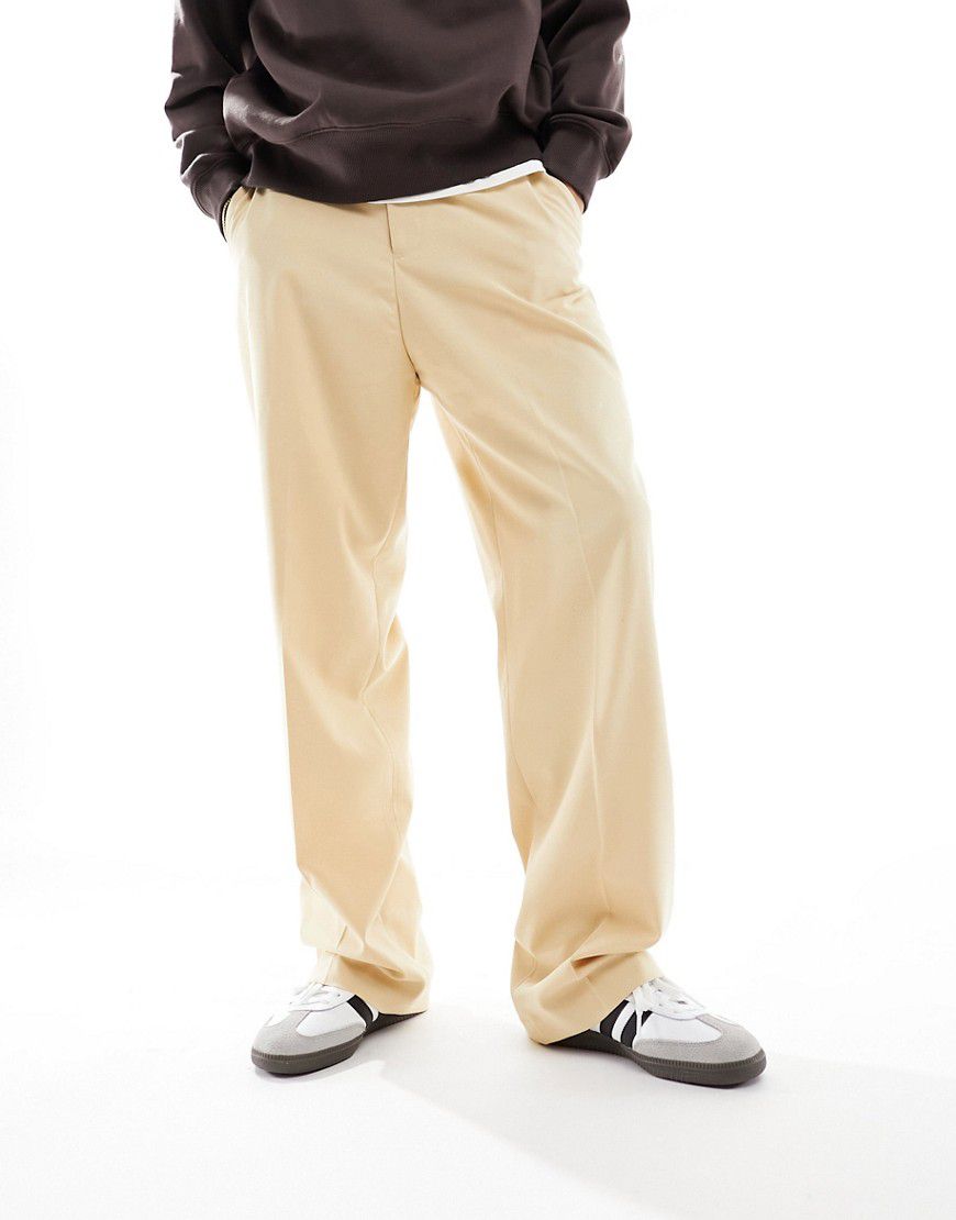 Pantaloni eleganti a fondo ampio color pietra - ASOS DESIGN - Modalova
