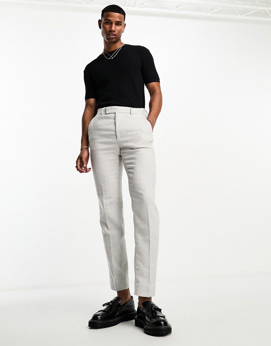 Pantaloni eleganti super skinny in misto lana grigi con motivo pied de poule - ASOS DESIGN - Modalova