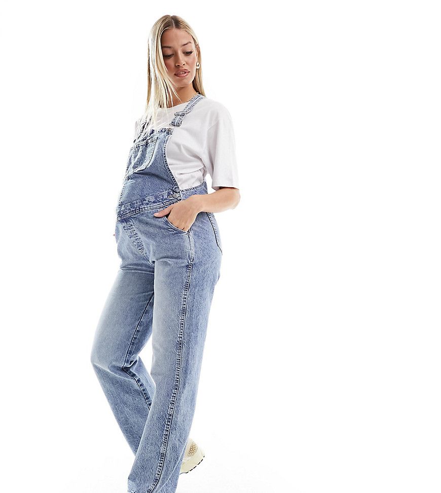 ASOS DESIGN Premaman - Salopette di jeans medio - ASOS Maternity - Modalova