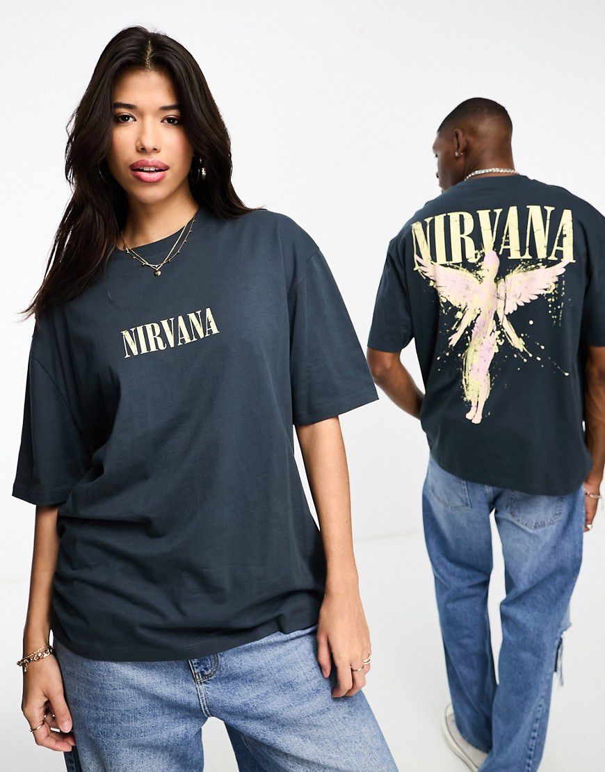 T-shirt unisex oversize con stampe "Nirvana" su licenza - ASOS DESIGN - Modalova