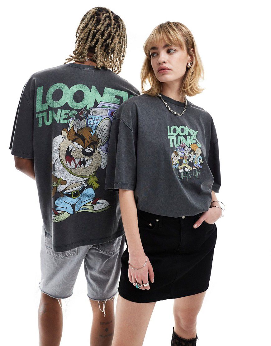 T-shirt unisex oversize slavato con stampa dei Looney Tunes - ASOS DESIGN - Modalova