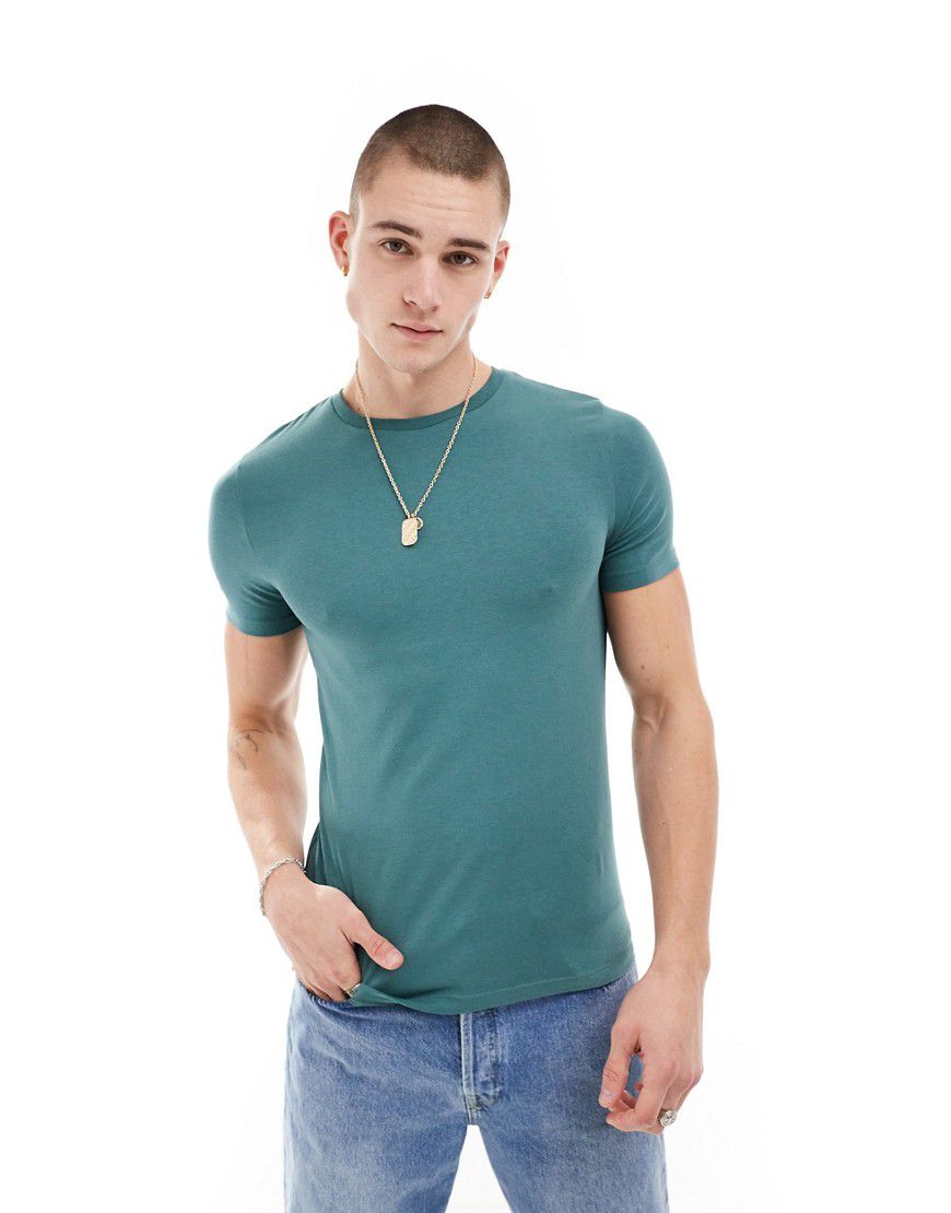 T-shirt attillata in tessuto blu - ASOS DESIGN - Modalova