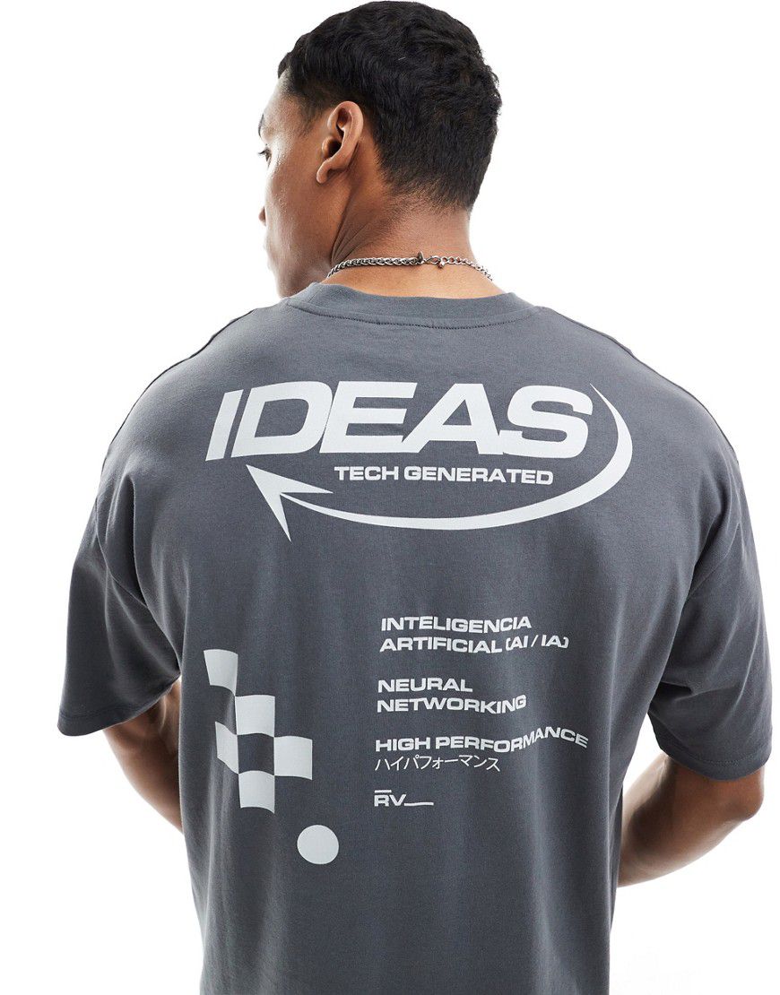 T-shirt oversize antracite con scritta sul retro - ASOS DESIGN - Modalova