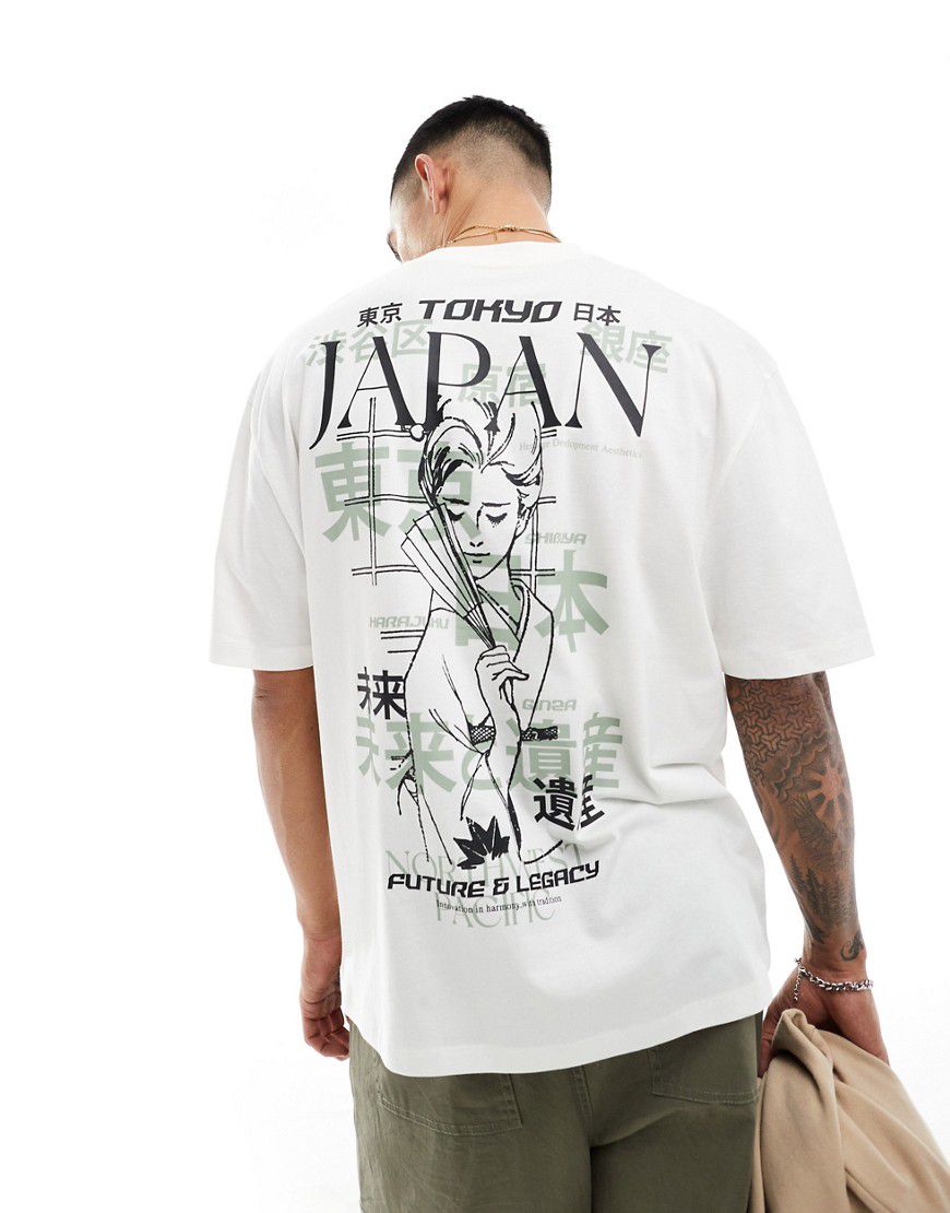 T-shirt oversize bianco sporco con stampa "Japan" sul retro - ASOS DESIGN - Modalova