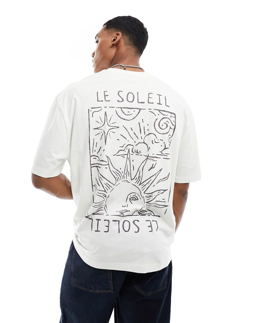 T-shirt oversize écru con stampa di sole sul retro - ASOS DESIGN - Modalova