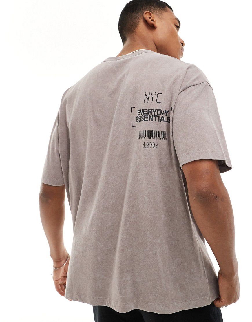 T-shirt oversize pesante slavato con stampa "NYC" - ASOS DESIGN - Modalova