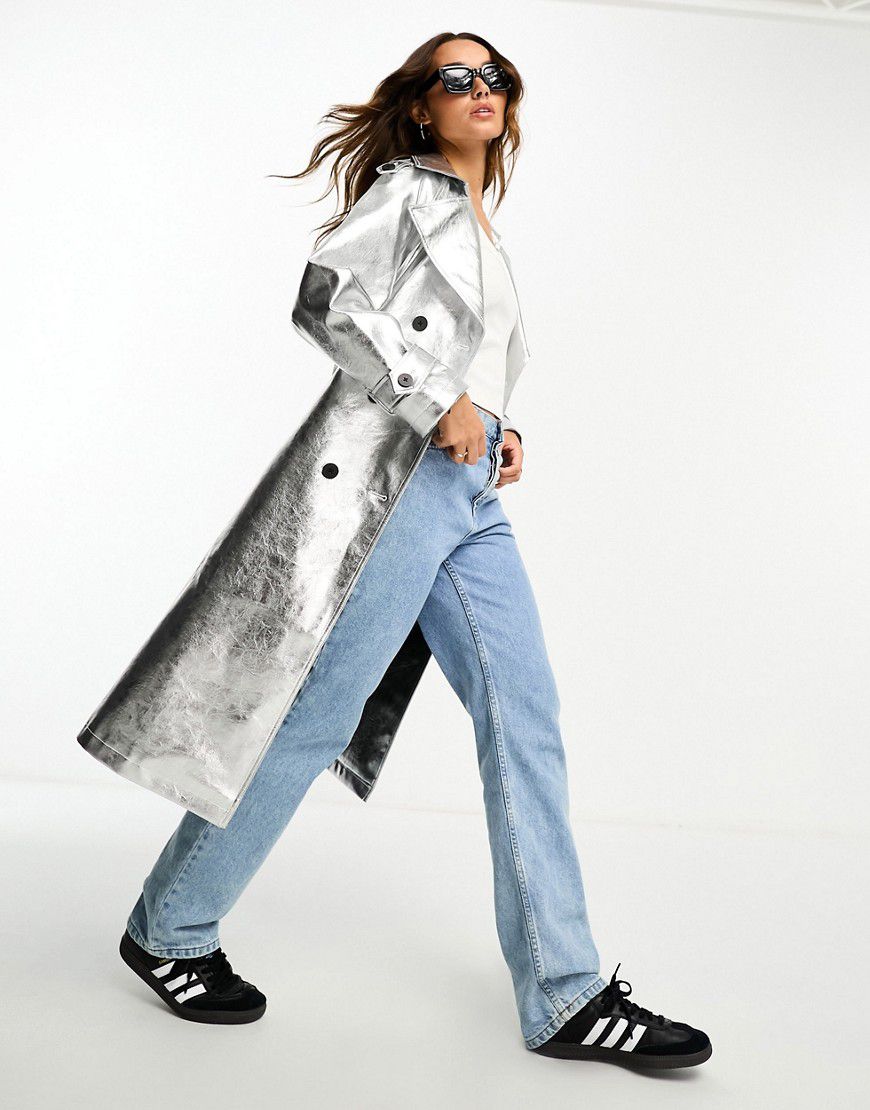 Trench argentato metallizzato - ASOS DESIGN - Modalova