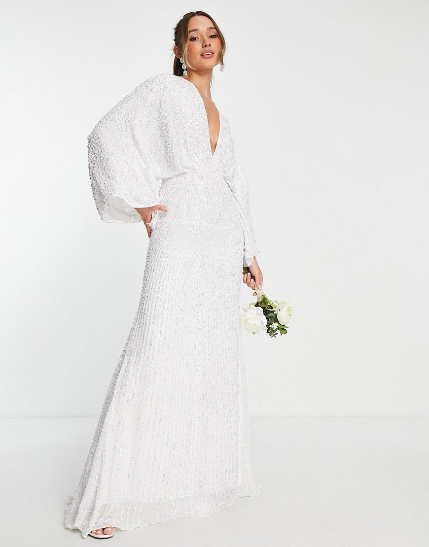 ASOS EDITION - Ciara - Vestito da sposa color avorio con paillettes e maniche a kimono - ASOS DESIGN - Modalova