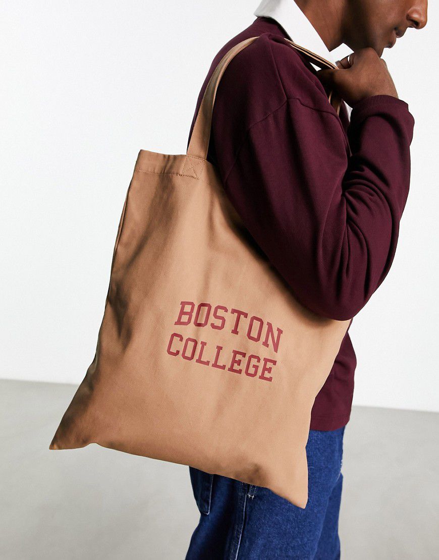 Borsa shopping beige con scritta "Boston College" - Boardmans - Modalova