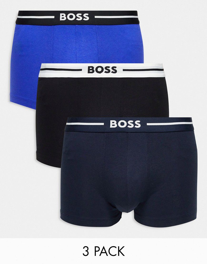 Confezione da 3 boxer aderenti neri, blu e blu navy - BOSS Bodywear - Modalova