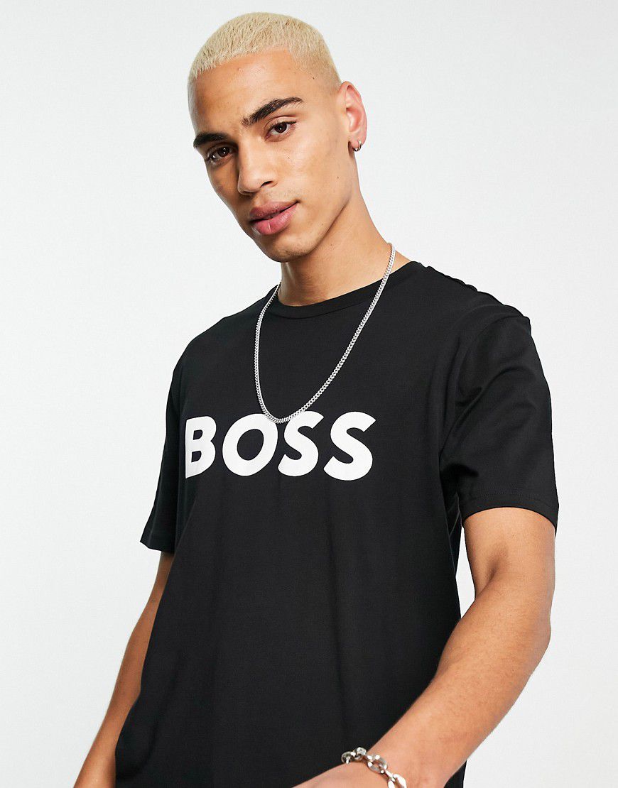 Thinking - T-shirt nera con logo - BOSS Orange - Modalova