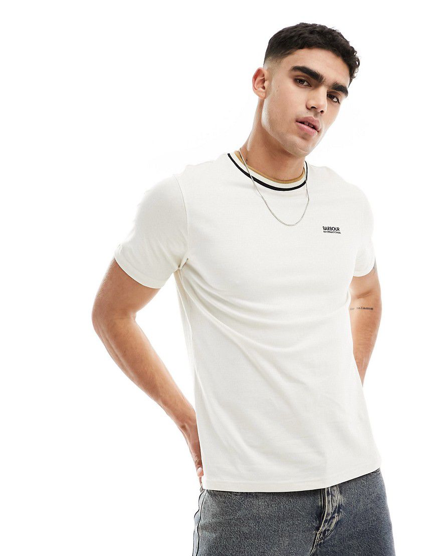 Buxton - T-shirt avorio con logo piccolo e riga a contrasto sul collo - Barbour International - Modalova
