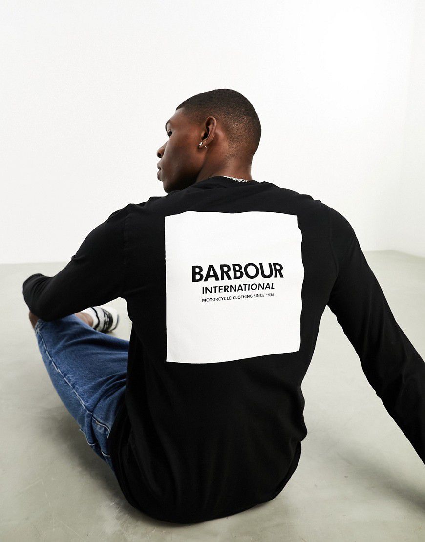 Exhaust - Maglietta a maniche lunghe nera con stampa sul retro - Barbour International - Modalova