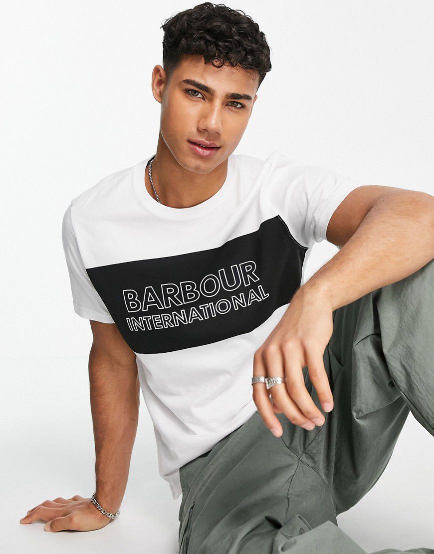 T-shirt con inserto con logo bianca - Barbour International - Modalova