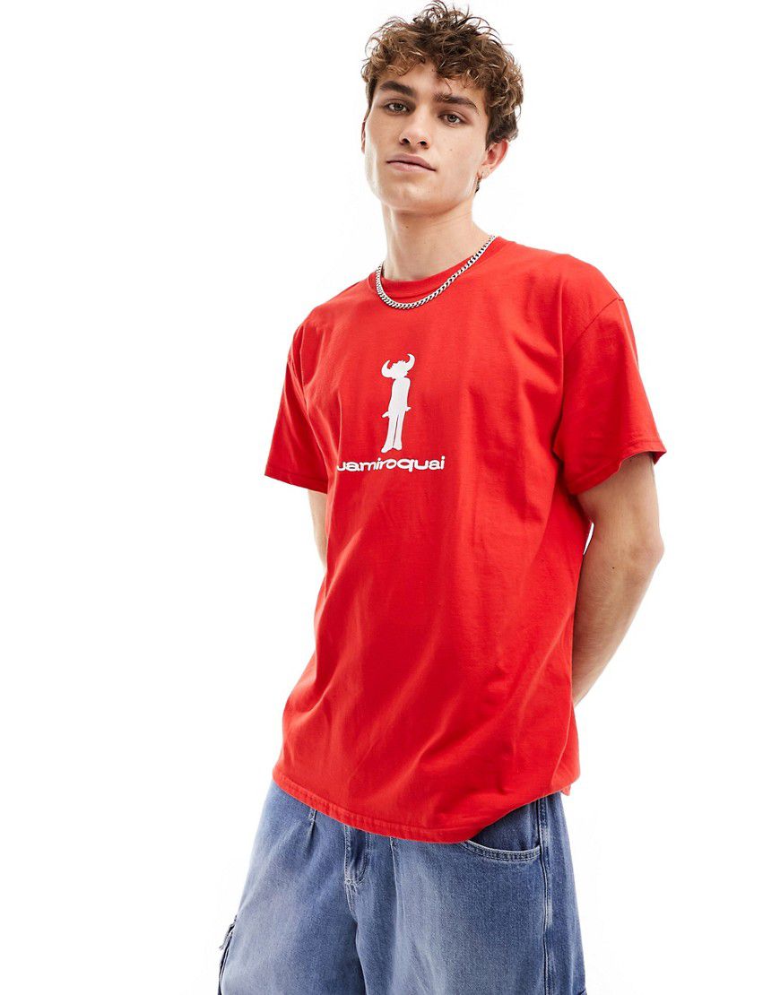 T-shirt rossa oversize con stampa "Jamiroquai" - Basic Pleasure Mode - Modalova