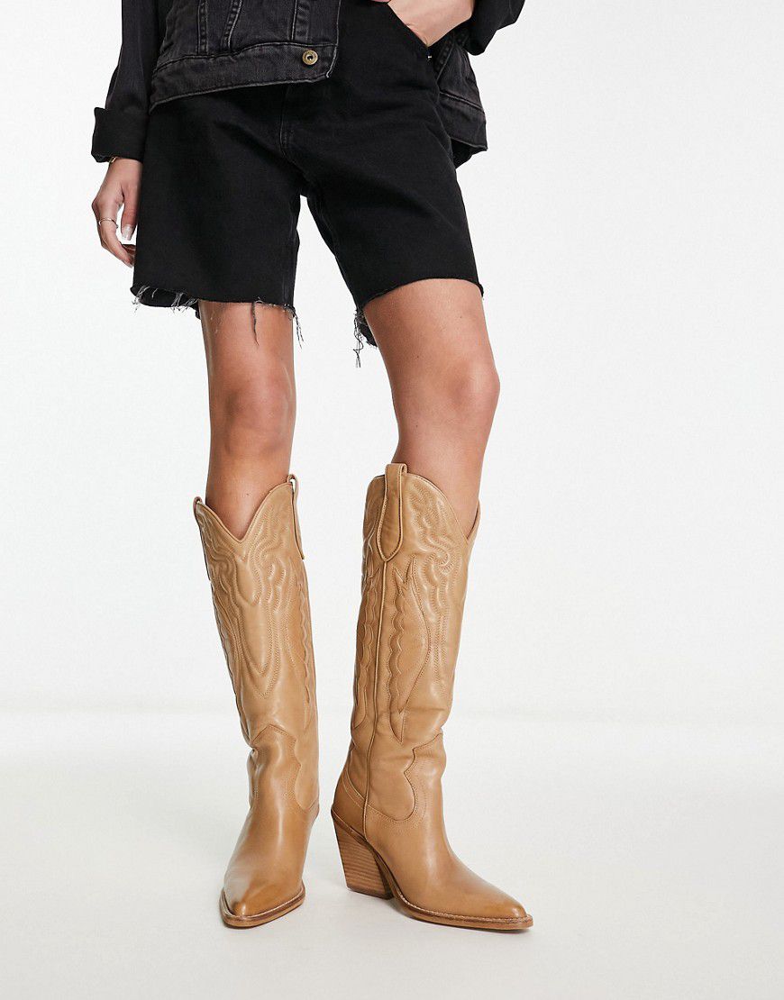 New Kole - Stivali al ginocchio stile western in pelle color cammello - Bronx - Modalova