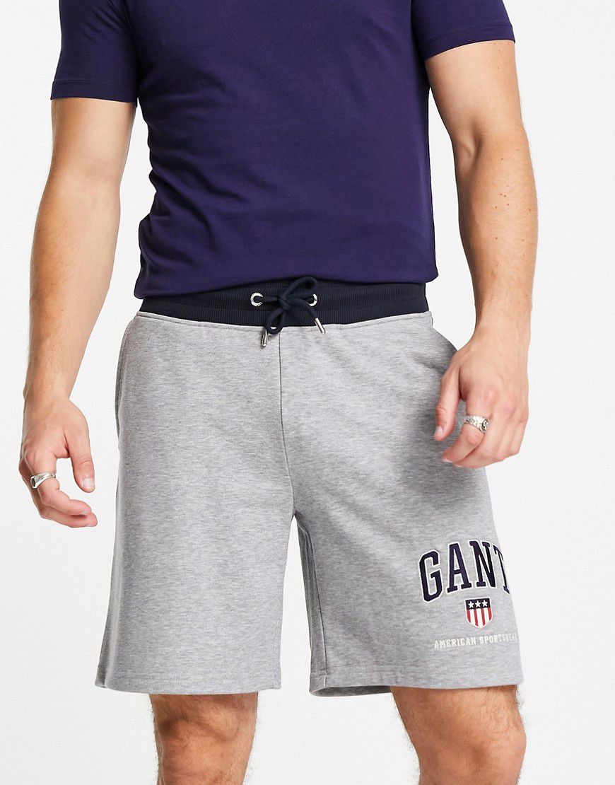 Pantaloncini della tuta mélange con logo rétro dello scudo e fascia in vita a contrasto - Gant - Modalova