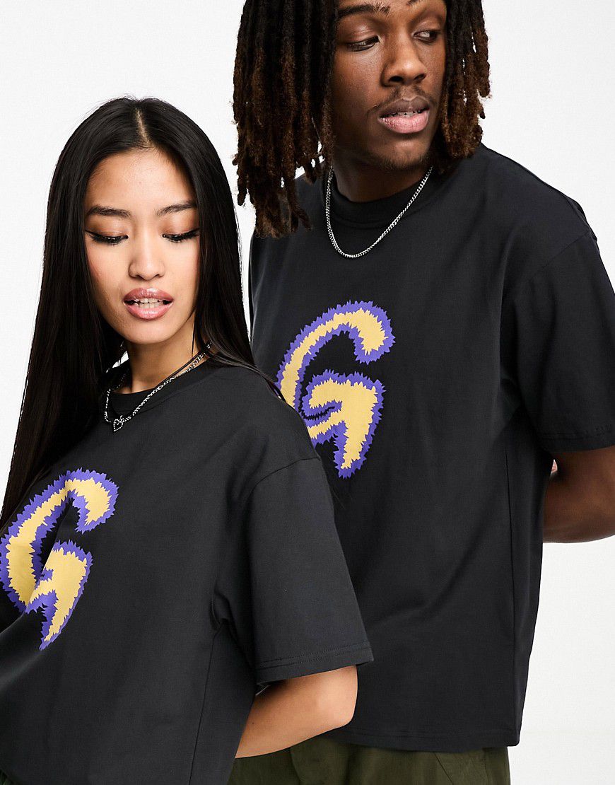T-shirt unisex nera con stampa di "G" del logo effetto lanuginoso - Gramicci - Modalova