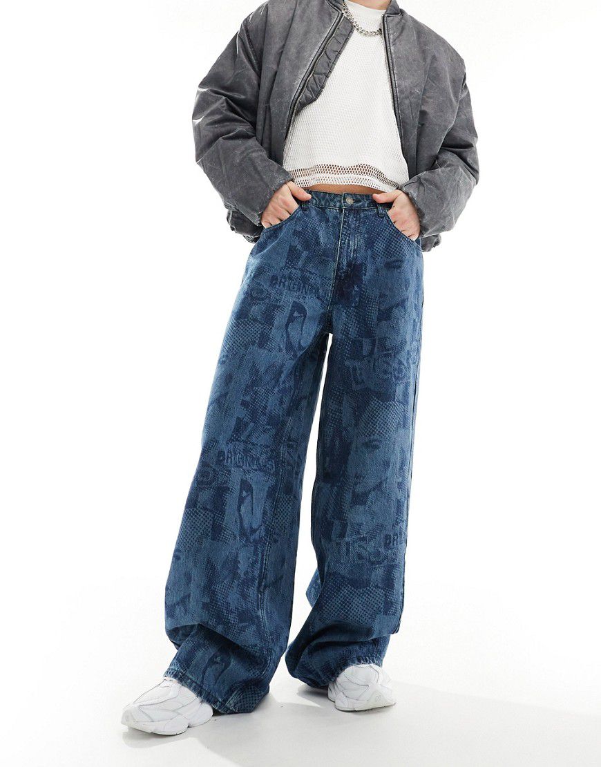 Jeans a fondo ampio unisex con stampa laser - Guess Originals - Modalova