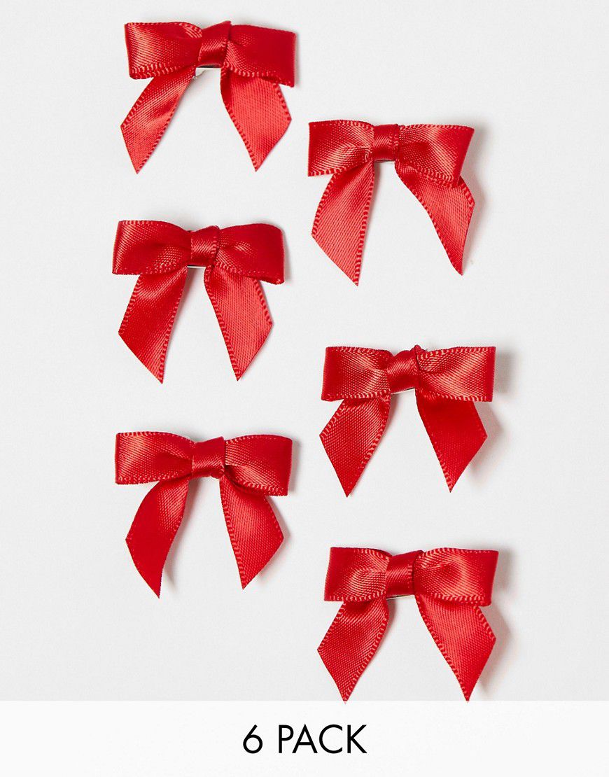 Confezione da 6 fiocchi piccoli per capelli rossi - DesignB London - Modalova