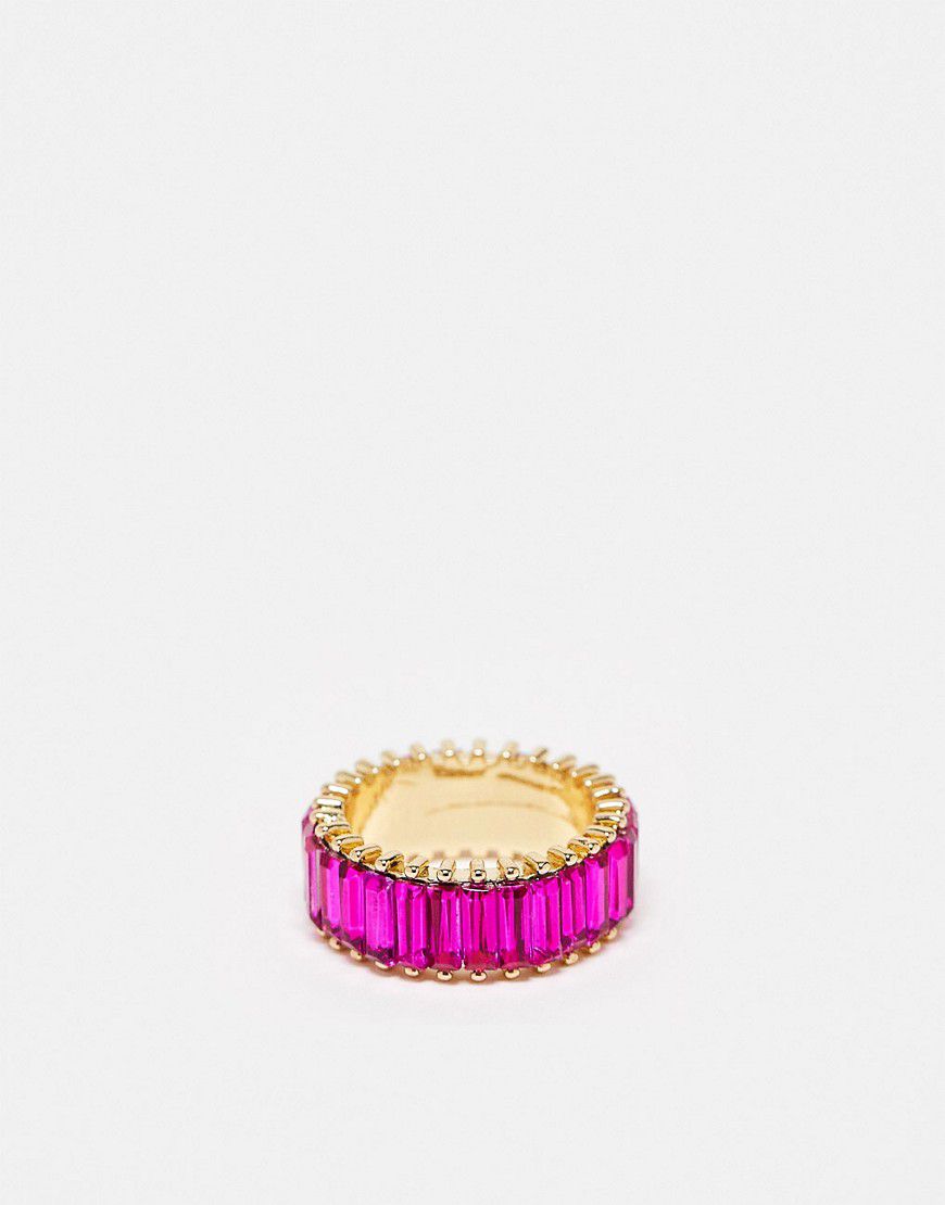 Anello con pietre a baguette rosa - DesignB London - Modalova