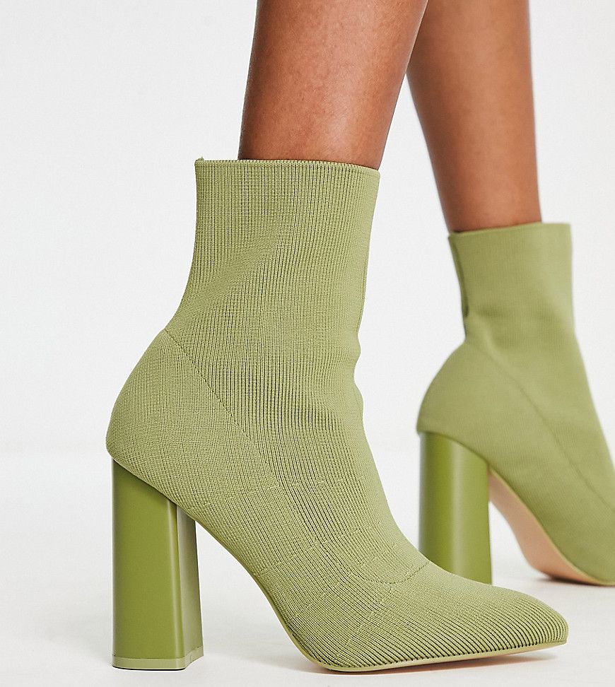 Esclusiva - Loyal - Stivali a calza in maglia con tacco verdi - Public Desire - Modalova