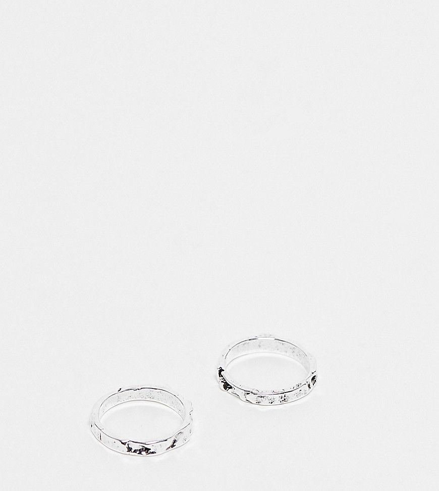 Confezione da anelli a fascia argentati con taglio grezzo - FADED FUTURE - Modalova