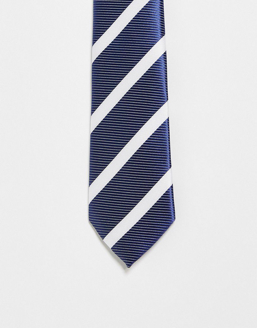 Cravatta a righe blu navy e bianca - French Connection - Modalova