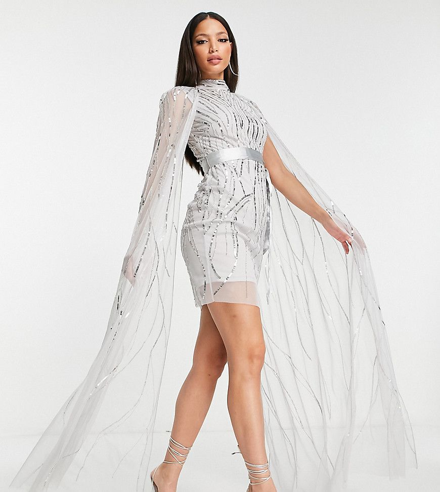 Vestito corto decorato con mantella color argento - Frock and Frill Tall - Modalova