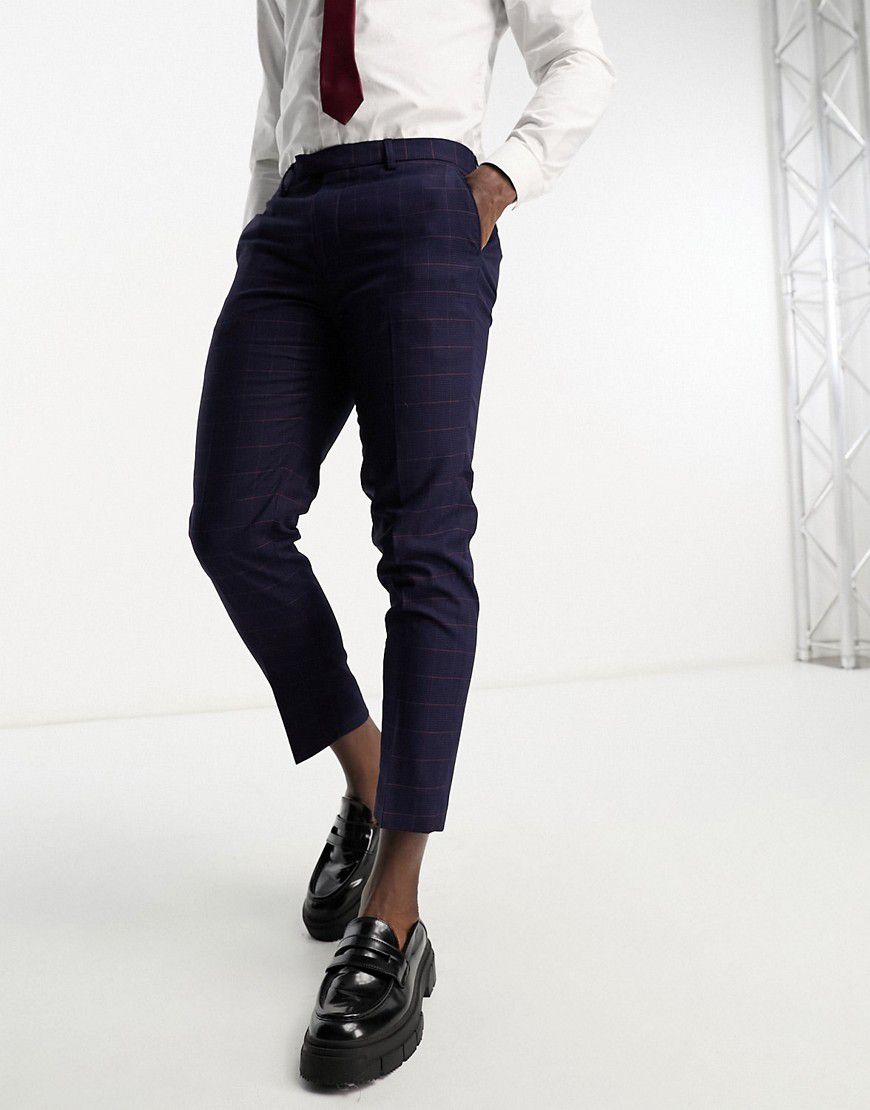 Pantaloni cropped skinny a quadri blu navy e rossi - Harry Brown - Modalova