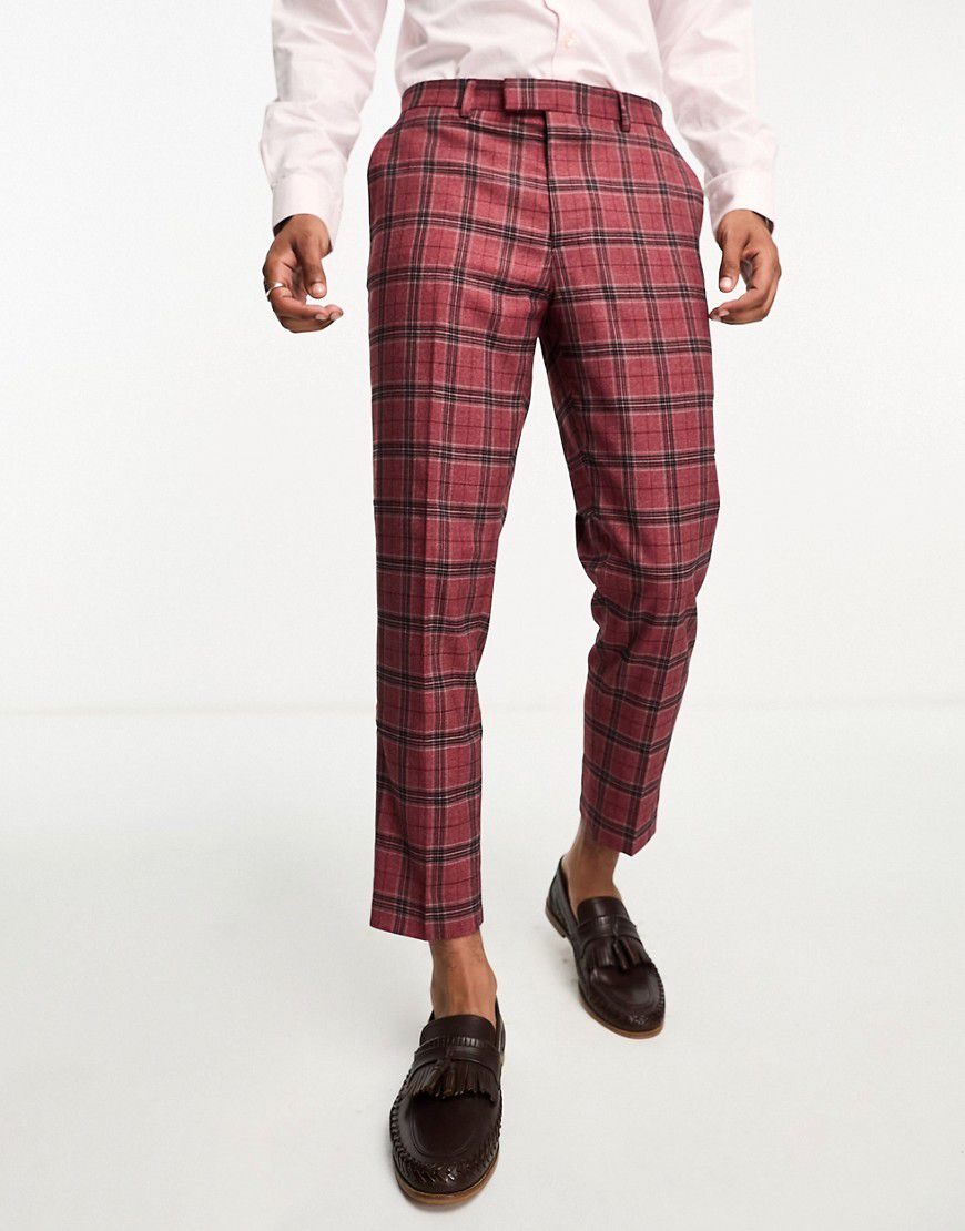 Pantaloni da abito taglio corto skinny rossi a quadri scozzesi - Harry Brown - Modalova