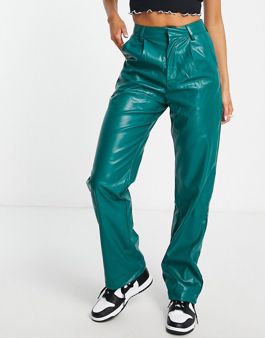 Pantaloni a fondo ampio in ecopelle PU verde-azzurro - Heartbreak - Modalova