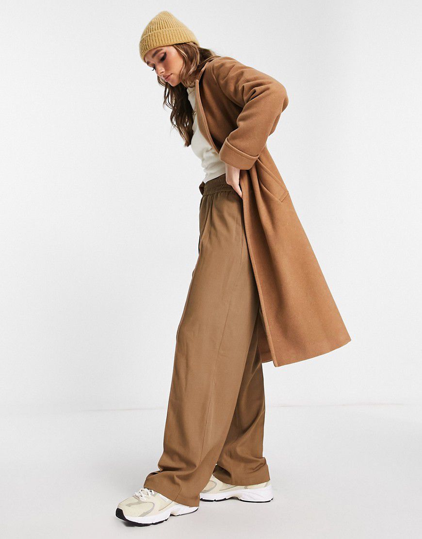 Cappotto classico in misto lana taglio medio color cammello a portafoglio - Helene Berman - Modalova