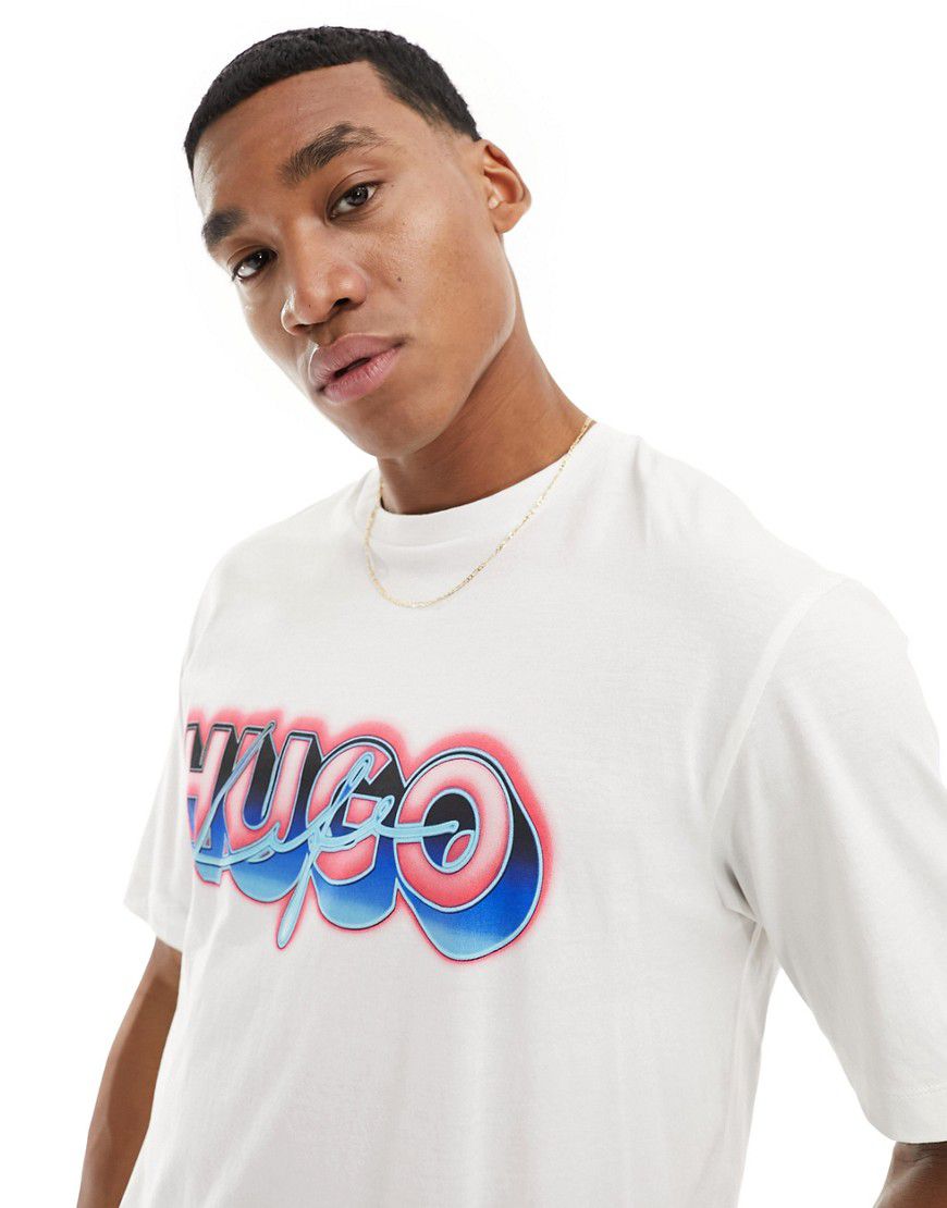 T-shirt bianca oversize con logo - Hugo Blue - Modalova