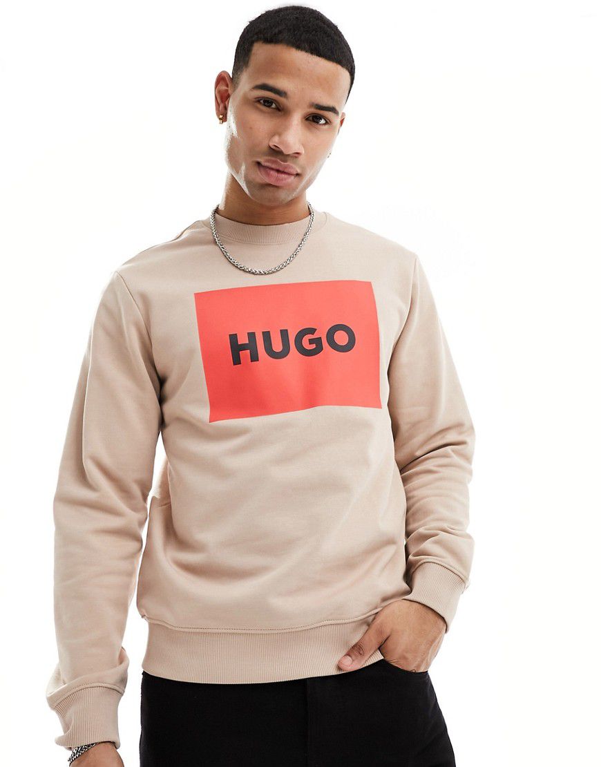 HUGO - Duragol222 - Felpa beige con logo squadrato - Hugo Red - Modalova