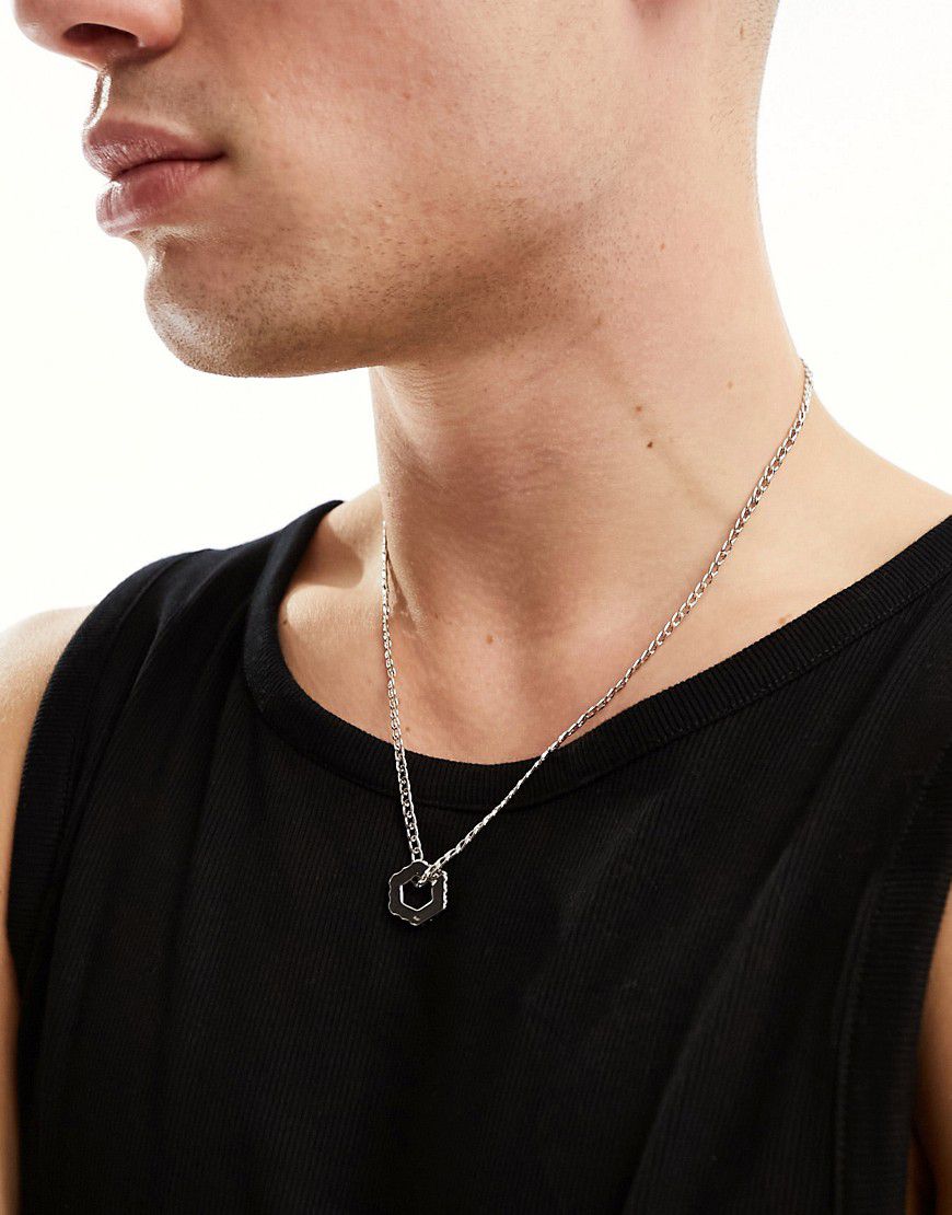 Collana argentata con pendente esagonale - Icon Brand - Modalova