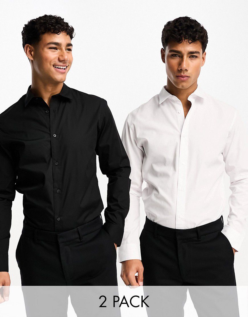Confezione da 2 camicie eleganti slim bianca e nera - Jack & Jones - Modalova