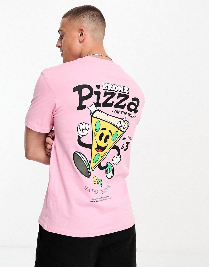 Originals - T-shirt con stampa di pizza sul retro - Jack & Jones - Modalova