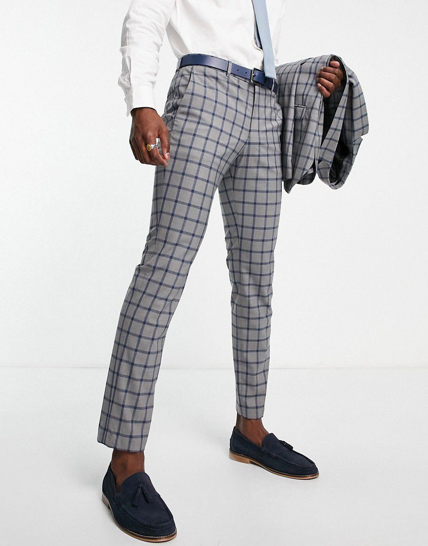 Premium - Pantaloni da abito slim a quadri grigi - Jack & Jones - Modalova