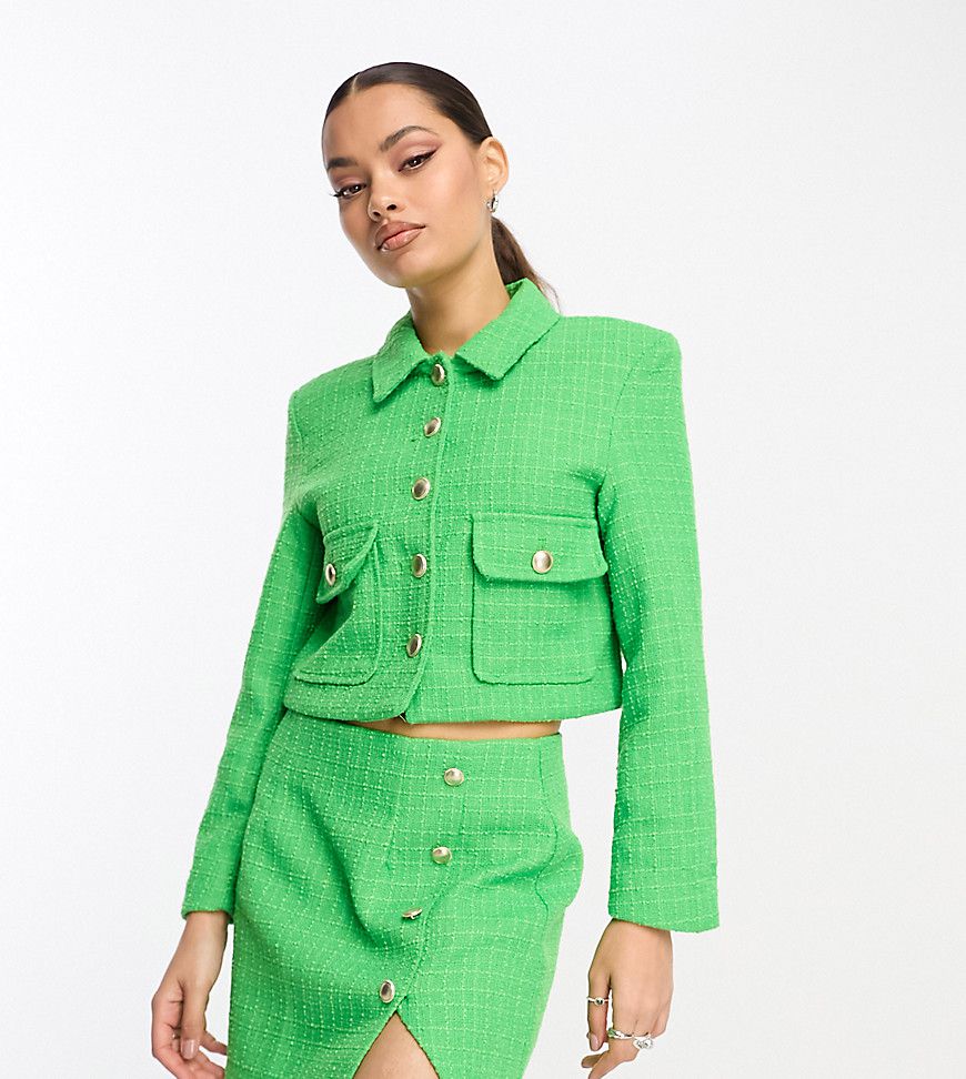 Giacca in tweed verde con bottoni in coordinato - Only Petite - Modalova