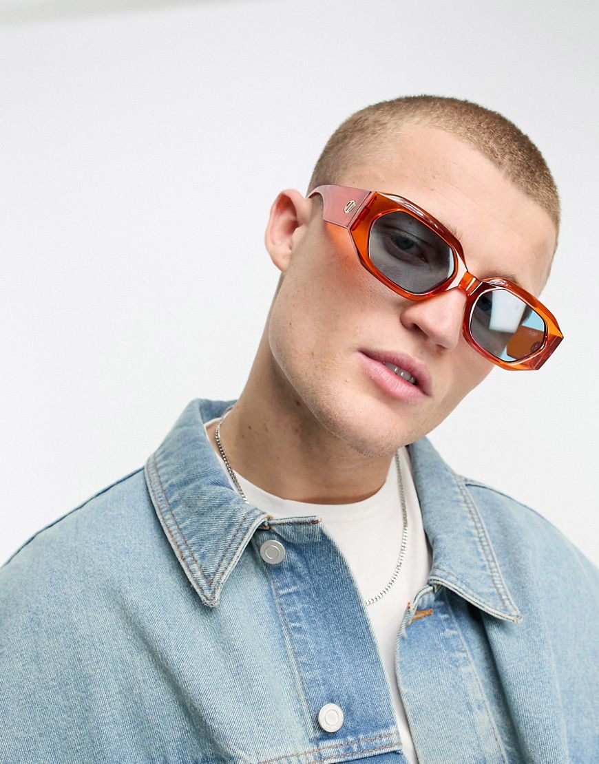 Slaptrash - Occhiali da sole arancioni con lenti blu da festival - Le Specs - Modalova
