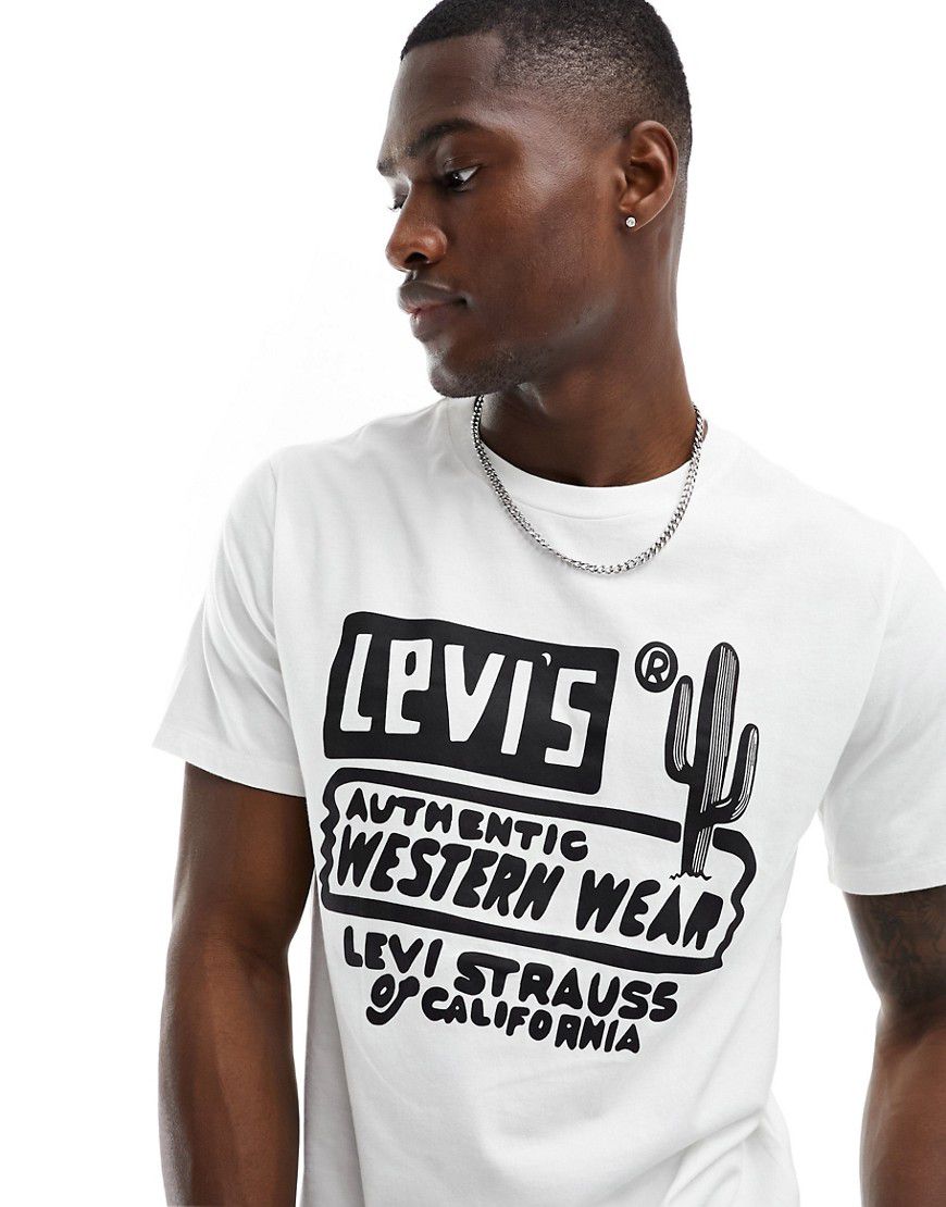 T-shirt bianca con stampa del logo e di cactus - Levi's - Modalova